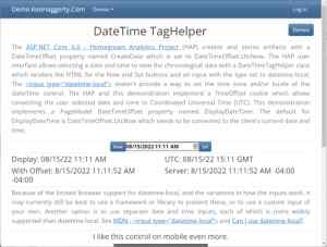 DateTime TagHelper Demo